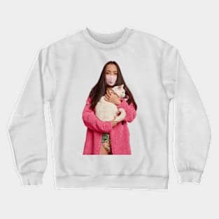 Girl with a cat - parody Crewneck Sweatshirt